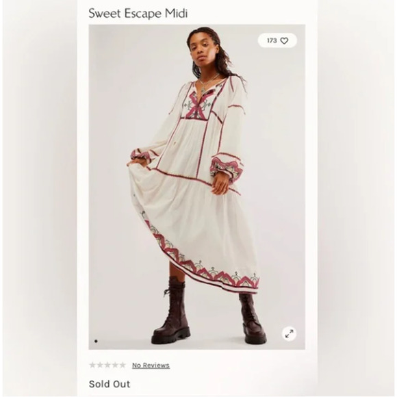 NEW Free People SWEET ESCAPE Embroidered Peasant Midi Boho Festival Dress XS - Picture 1 of 10